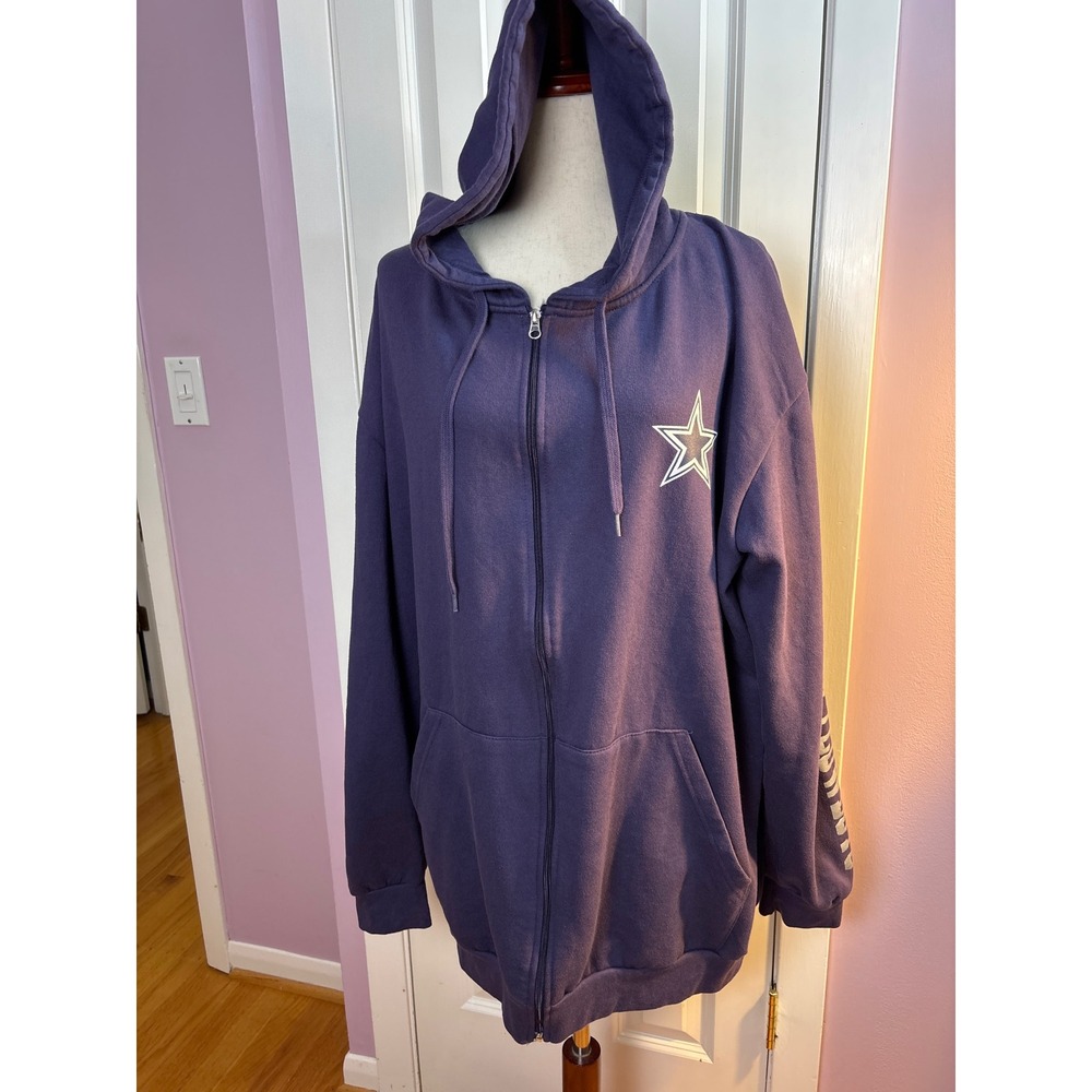 Dallas Cowboys Authentic purple/silver Full Zip Hoodie Star Logo Sleeve 2XLT
